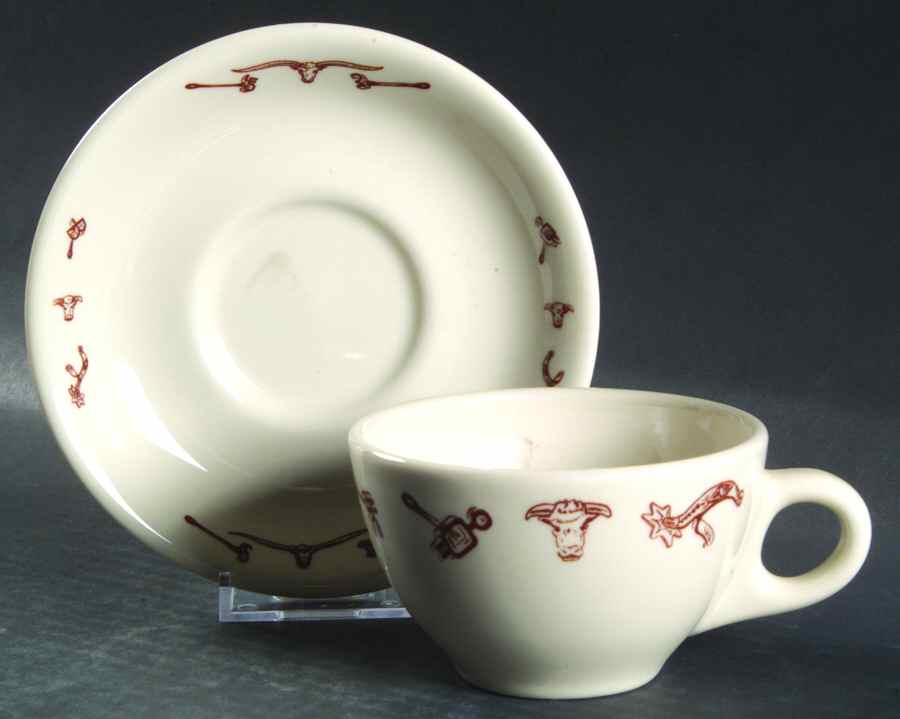 STR32 Flat Cup & Saucer Set by Sterling China (USA)-1