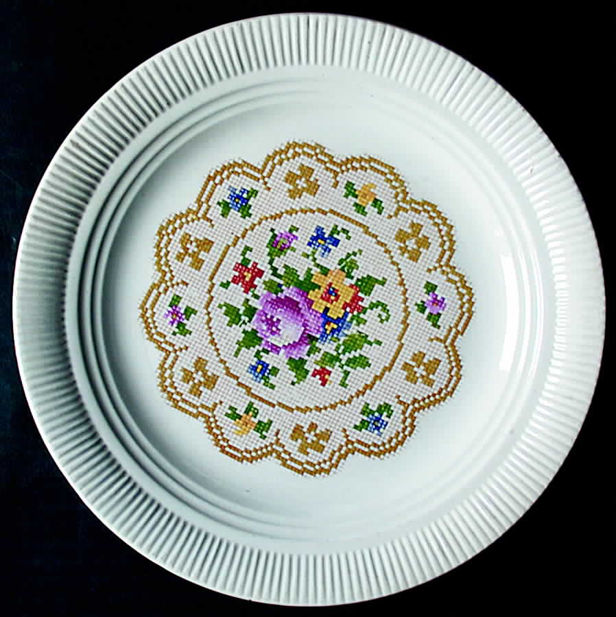 Petit Point Rose Luncheon Plate by Salem-1