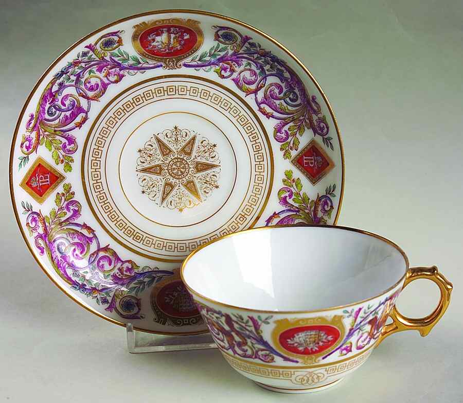 SPF3 Flat Cup & Saucer Set by Sevres Porcelain (France)-1