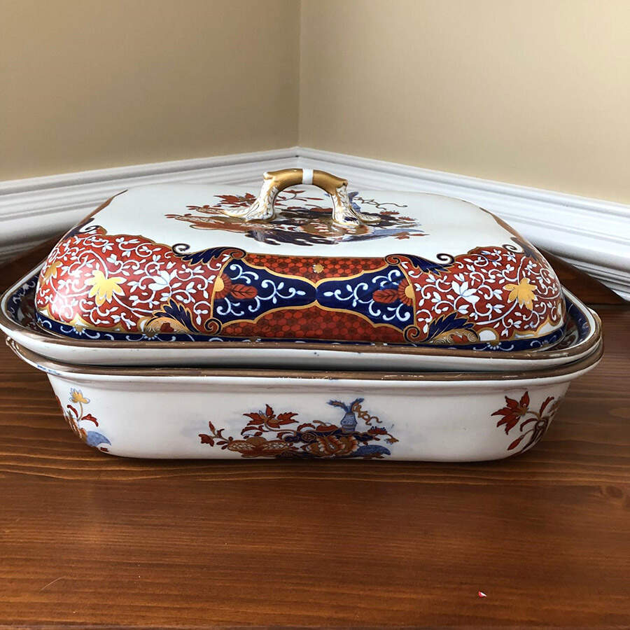 3248 (King George IV Coronation Pattern) Rectangular Covered Vegetable by Spode-1