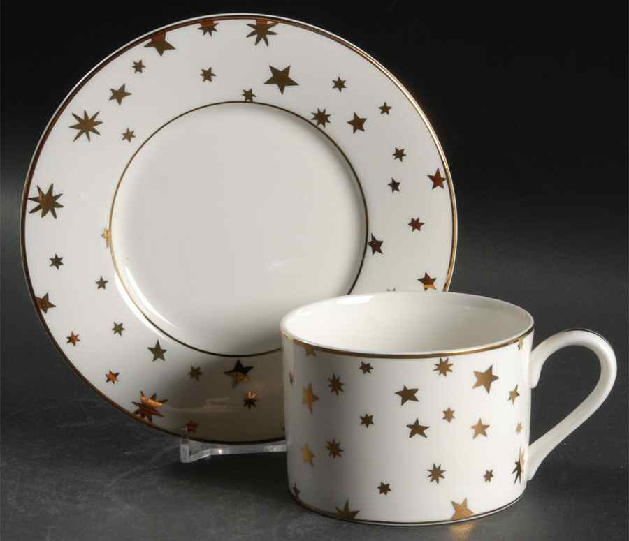 Galaxy White Flat Cup & Saucer Set by Sakura-1