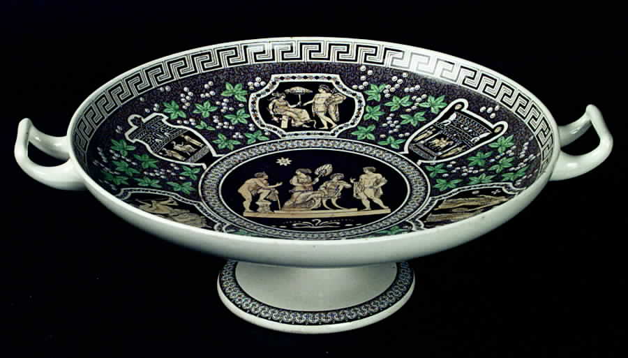 Greek Brown and Yellow Round Compote (Height X Width) by Spode-1