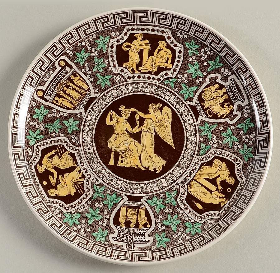 Greek Brown and Yellow Small Bread & Butter Plate by Spode-1