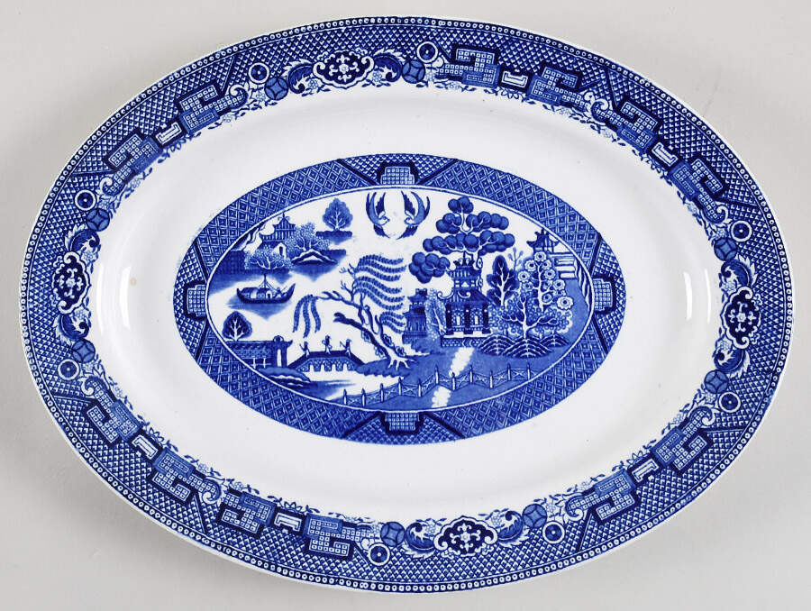 Willow 13" Oval Serving Platter by Societe Ceramique-1
