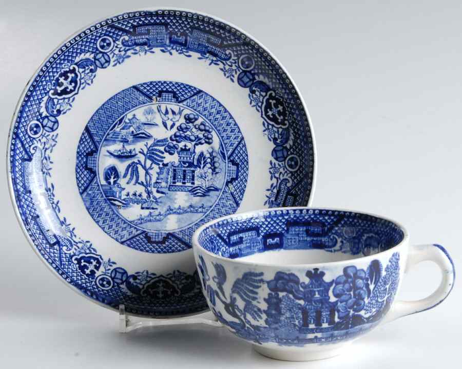 Willow Flat Cup & Saucer Set by Societe Ceramique-1