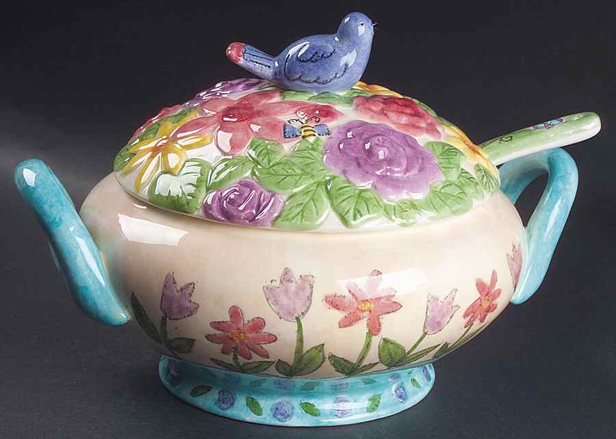 Birds and The Bees Tureen & Lid w/Ladle by Sango-1