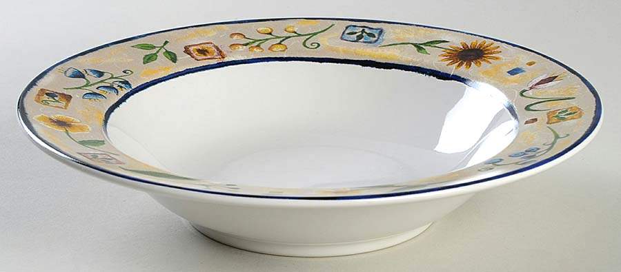 Floral Applique Rim Soup Bowl by Sakura-1