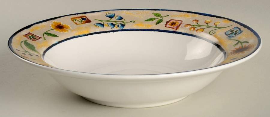 Floral Applique 9" Round Vegetable Bowl by Sakura-1