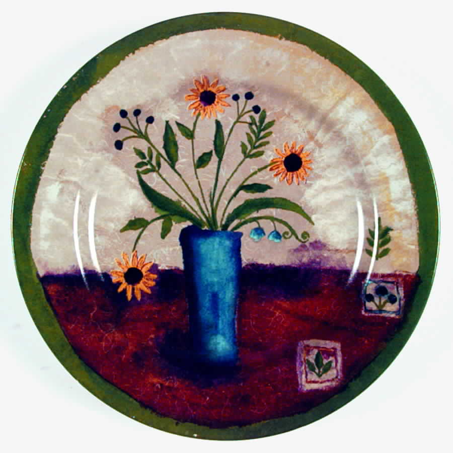 Floral Applique Salad Plate by Sakura-1