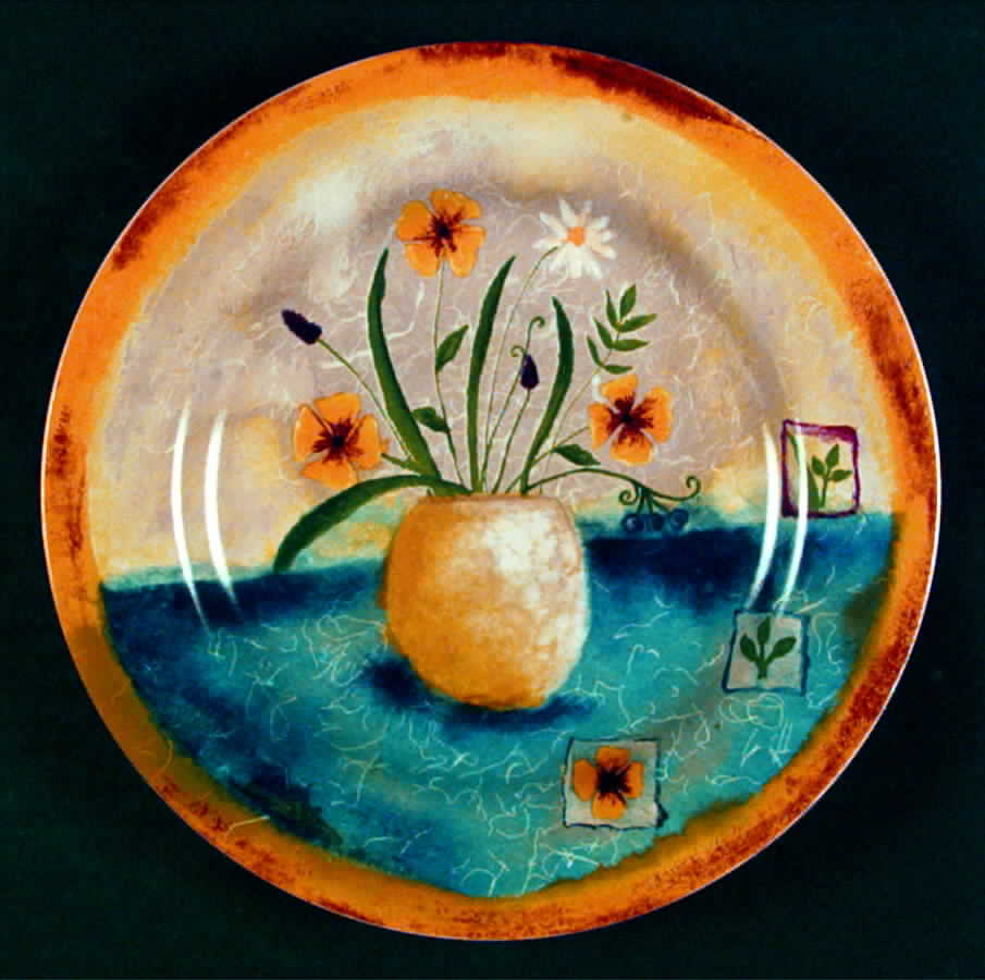 Floral Applique Salad Plate by Sakura-1