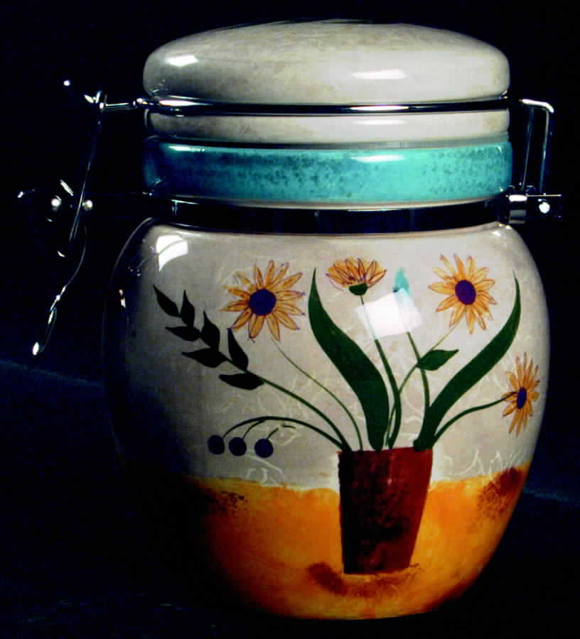 Floral Applique 6" Storage Jar & Lid by Sakura-1