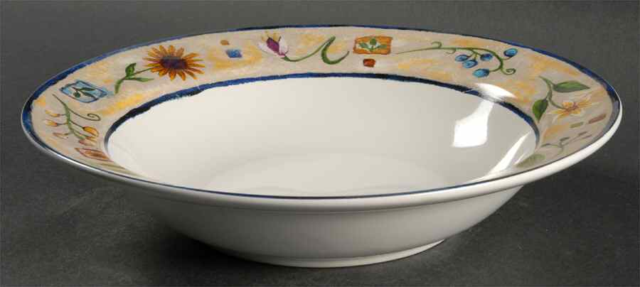 Floral Applique 9" Round Vegetable Bowl by Sakura-1