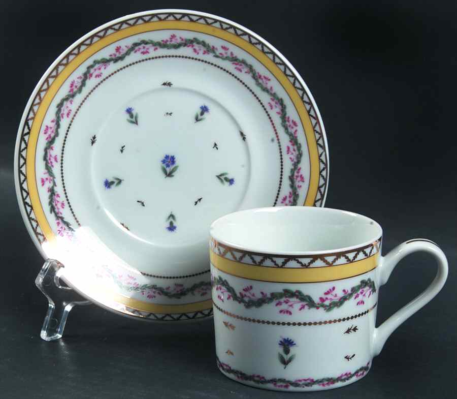 Ribbons and Cornflowers Flat Cup & Saucer Set by Sadek-1