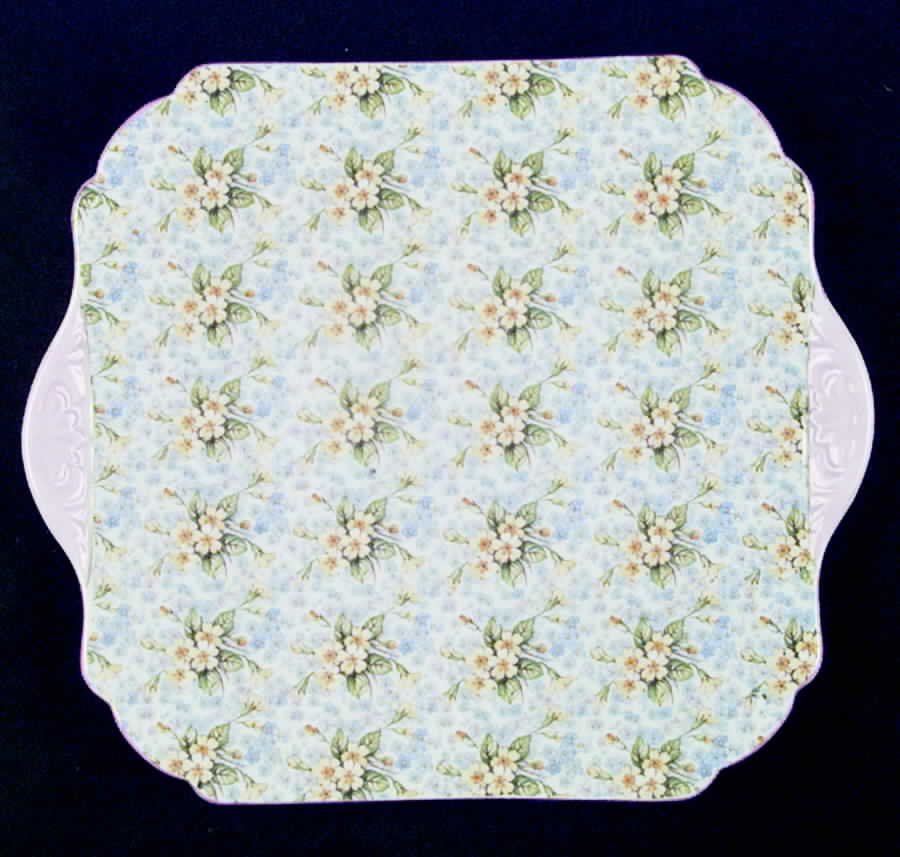 Primrose Chintz Square Handled Cake Plate by Shelley-1
