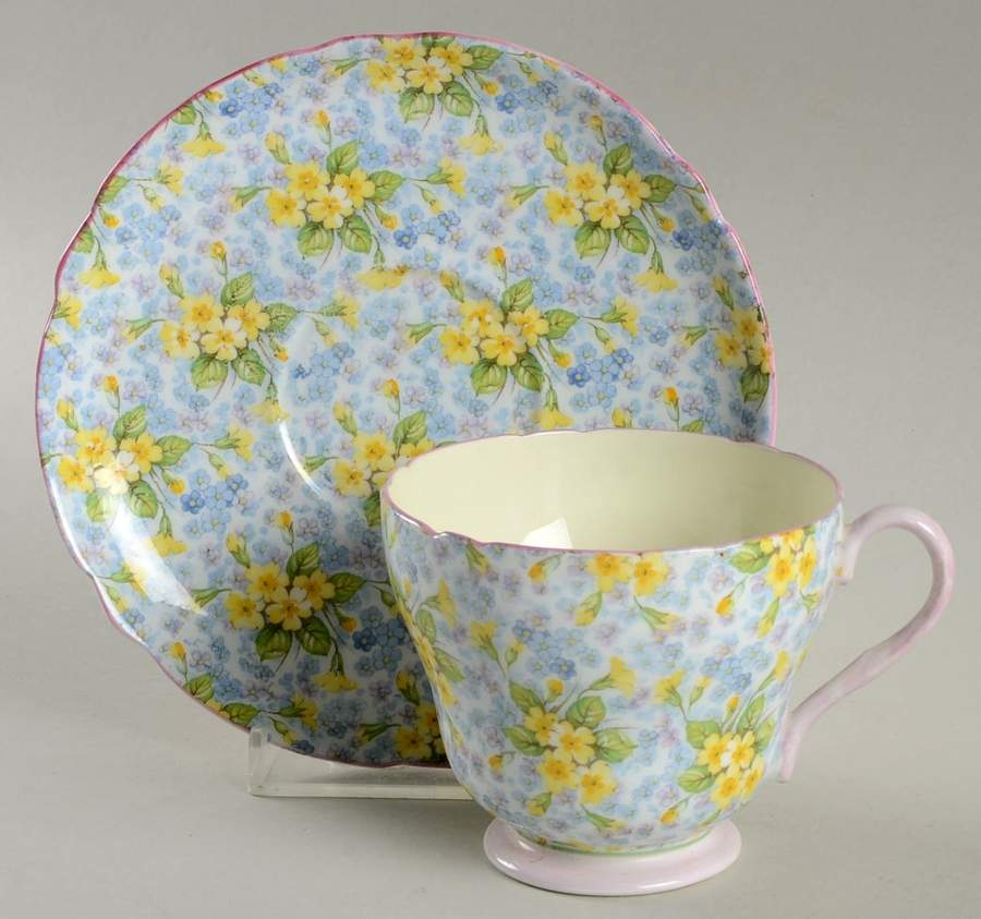 Primrose Chintz Footed Cup & Saucer Set by Shelley-1