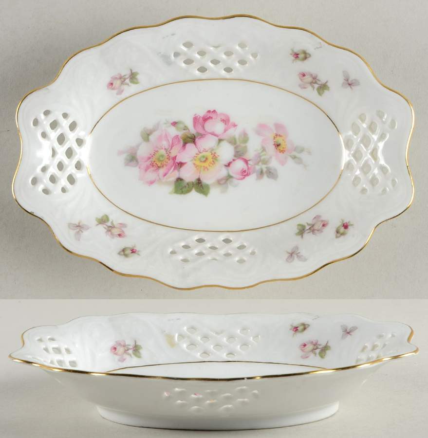 Rosedale (Pierced) 6" Oval Nut Dish by Schumann - Bavaria-1