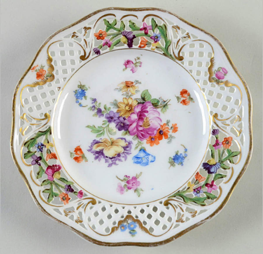 Dresden Line-Bouquet (Pierced) Dinner Plate by Schumann - Bavaria-1
