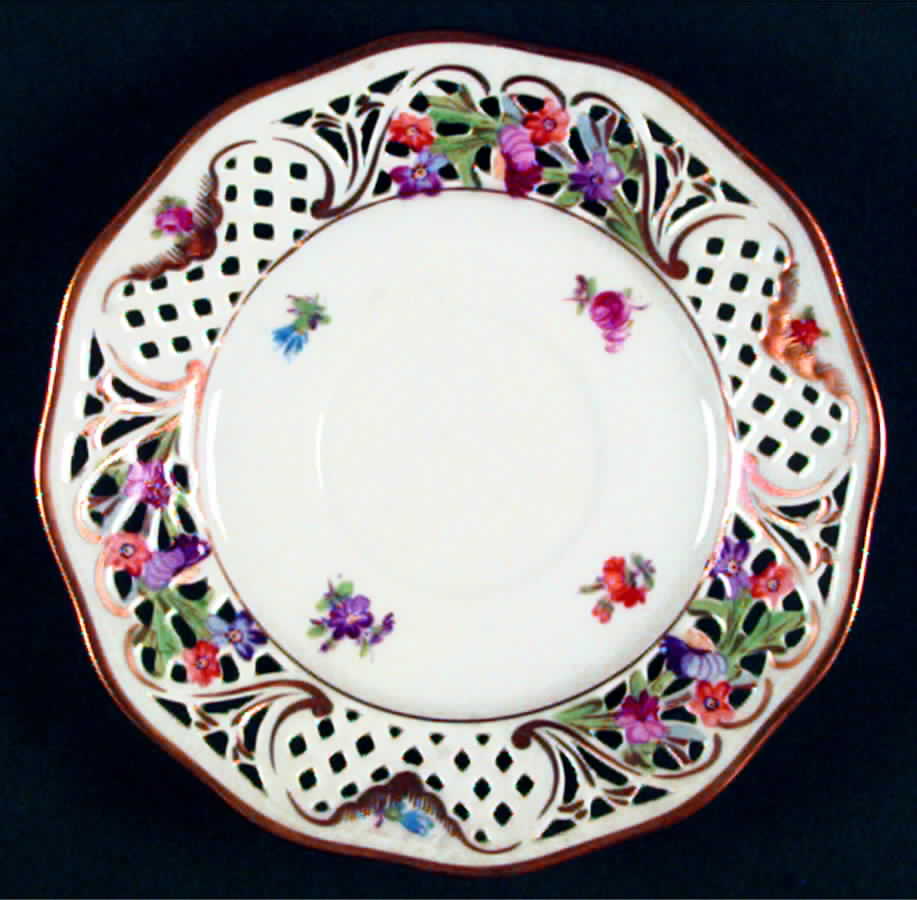 Dresden Line-Bouquet (Pierced) Saucer by Schumann - Bavaria-1