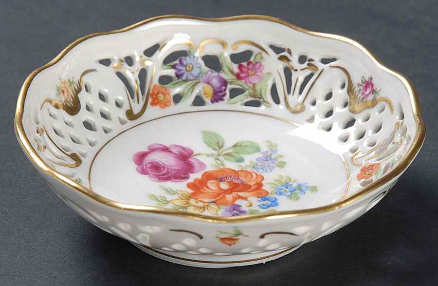 Dresden Line-Bouquet (Pierced) Nut Dish by Schumann - Bavaria-1
