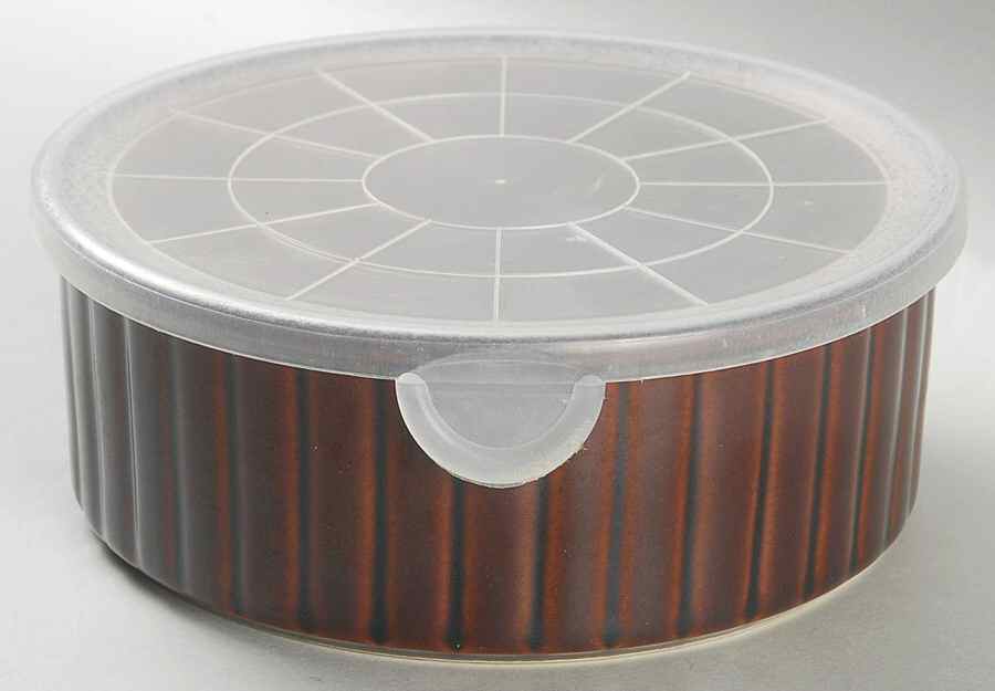 Nova Brown 6" Storage Bowl Ceramic with Plastic Lid by Sango-1