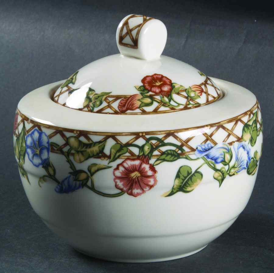 Floral Trellis Sugar Bowl & Lid by Studio Nova-1