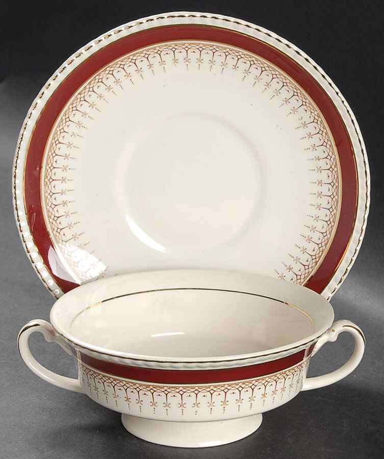 9101 Footed Cream Soup Bowl & Saucer Set by Soho Pottery-1