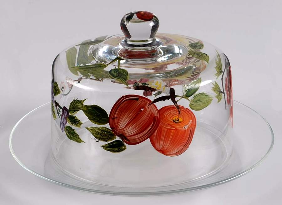 Sonoma (Tan Body, Rim Shape) Glassware Cheese Dish with Dome by Sakura-1
