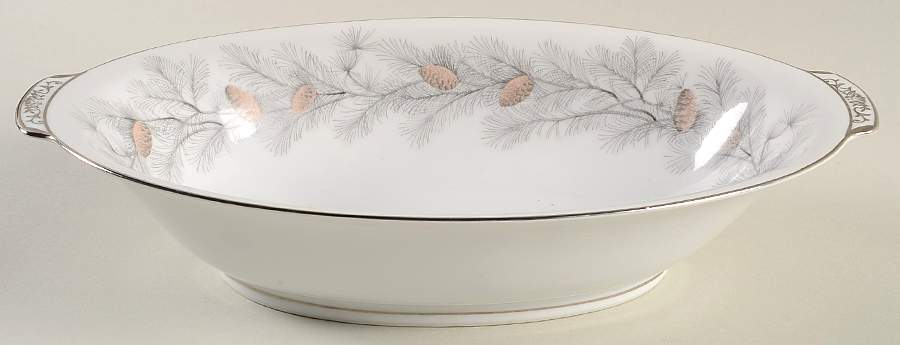 Sierra Pines (No #, Platinum Trim) 10" Oval Vegetable Bowl by Sango-1