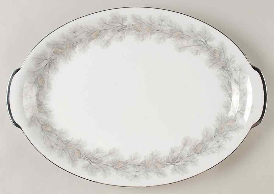 Sierra Pines (No #, Platinum Trim) 15" Oval Serving Platter by Sango-1