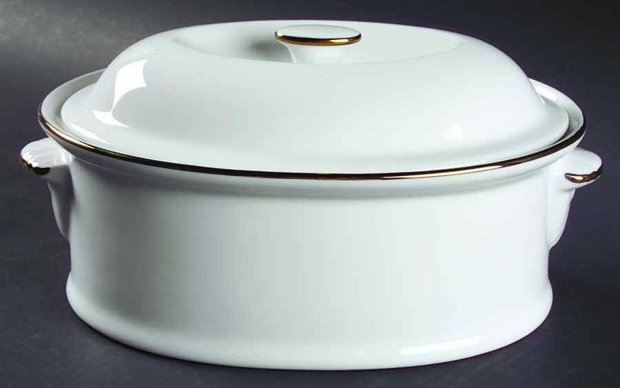 White & Gold 1.5 Qt Round Covered Casserole by Sadek-1