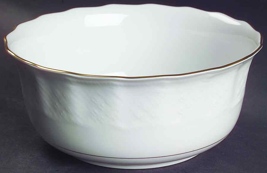 White & Gold 7" Round Vegetable Bowl by Sadek-1