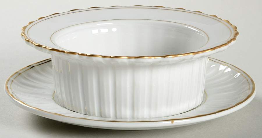 White & Gold Ramekin & Saucer Set by Sadek-1
