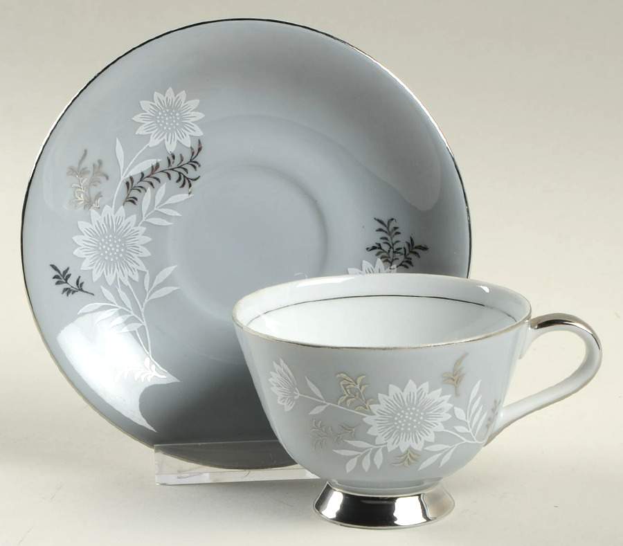 Starlite (Red Backstamp) Footed Demitasse Cup & Saucer Set by Seyei Toki Co-1