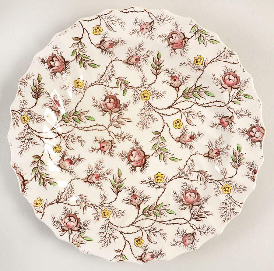 Rosebud Chintz (2-8388, Brown Vine) Salad Plate by Spode-1