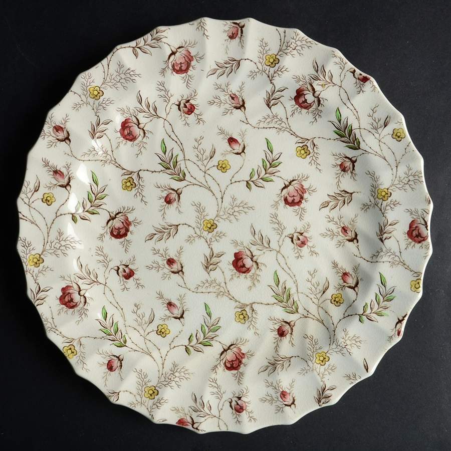 Rosebud Chintz (2-8388, Brown Vine) Luncheon Plate by Spode-1