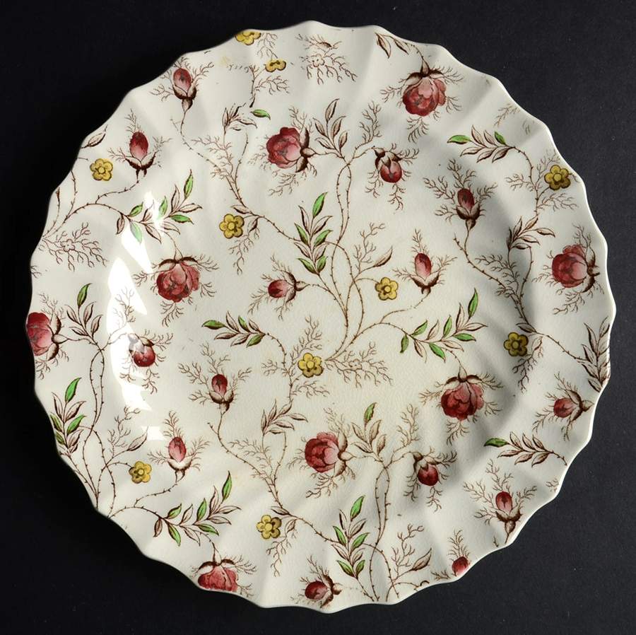 Rosebud Chintz (2-8388, Brown Vine) Dessert/Pie Plate by Spode-1