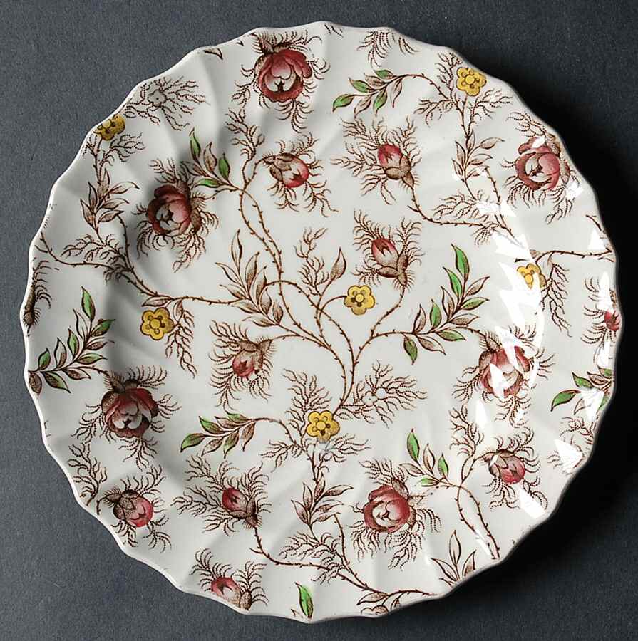 Rosebud Chintz (2-8388, Brown Vine) Bread & Butter Plate by Spode-1