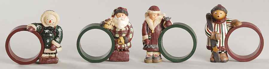 Sledding Characters Napkin Ring - Set of 4 (Motif 1-4) by Sakura-1