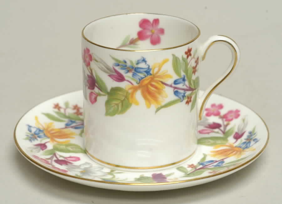 Spring Bouquet Flat Demitasse Cup & Saucer Set by Shelley-1