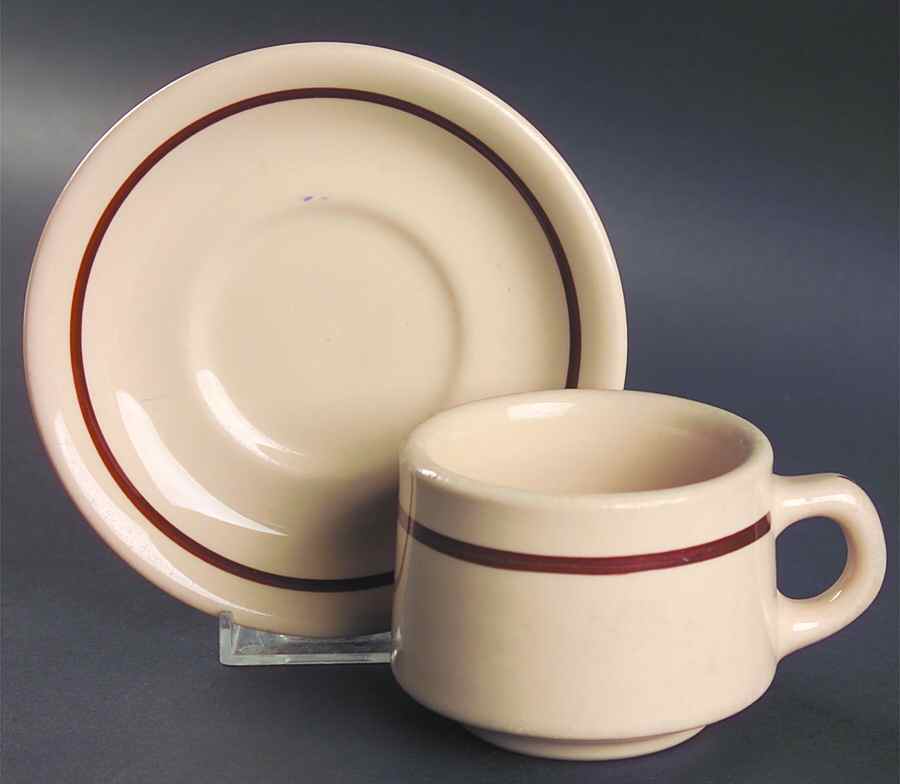 STR38 Flat Cup & Saucer Set by Sterling China (USA)-1
