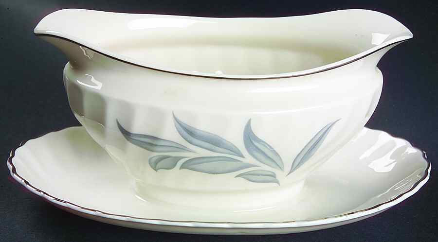 Dawn (Berkeley, Platinum Trim) Gravy Boat with Attached Underplate by Syracuse-1