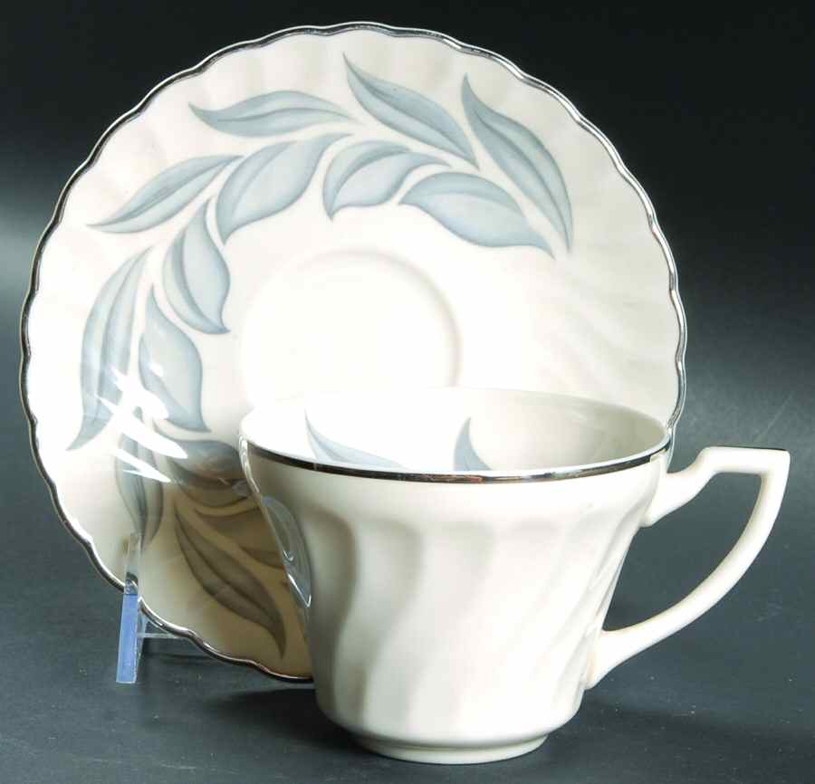 Dawn (Berkeley, Platinum Trim) Flat Cup & Saucer Set by Syracuse-1