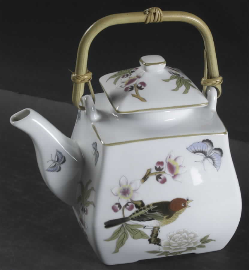 Chinese Garden (Mustard Trim) Teapot & Lid by Shafford-1