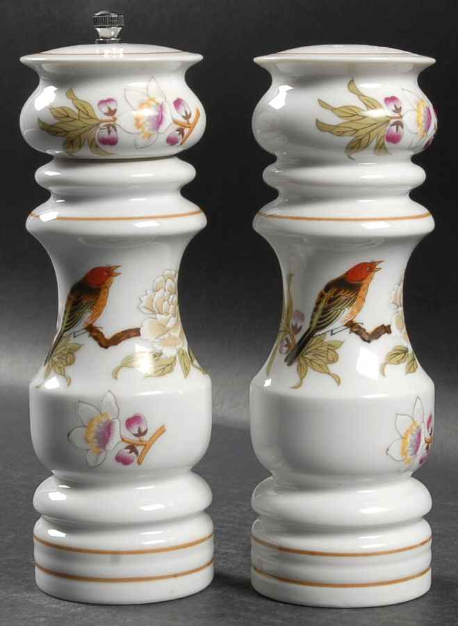Chinese Garden (Mustard Trim) Salt Mill & Pepper Mill Set by Shafford-1
