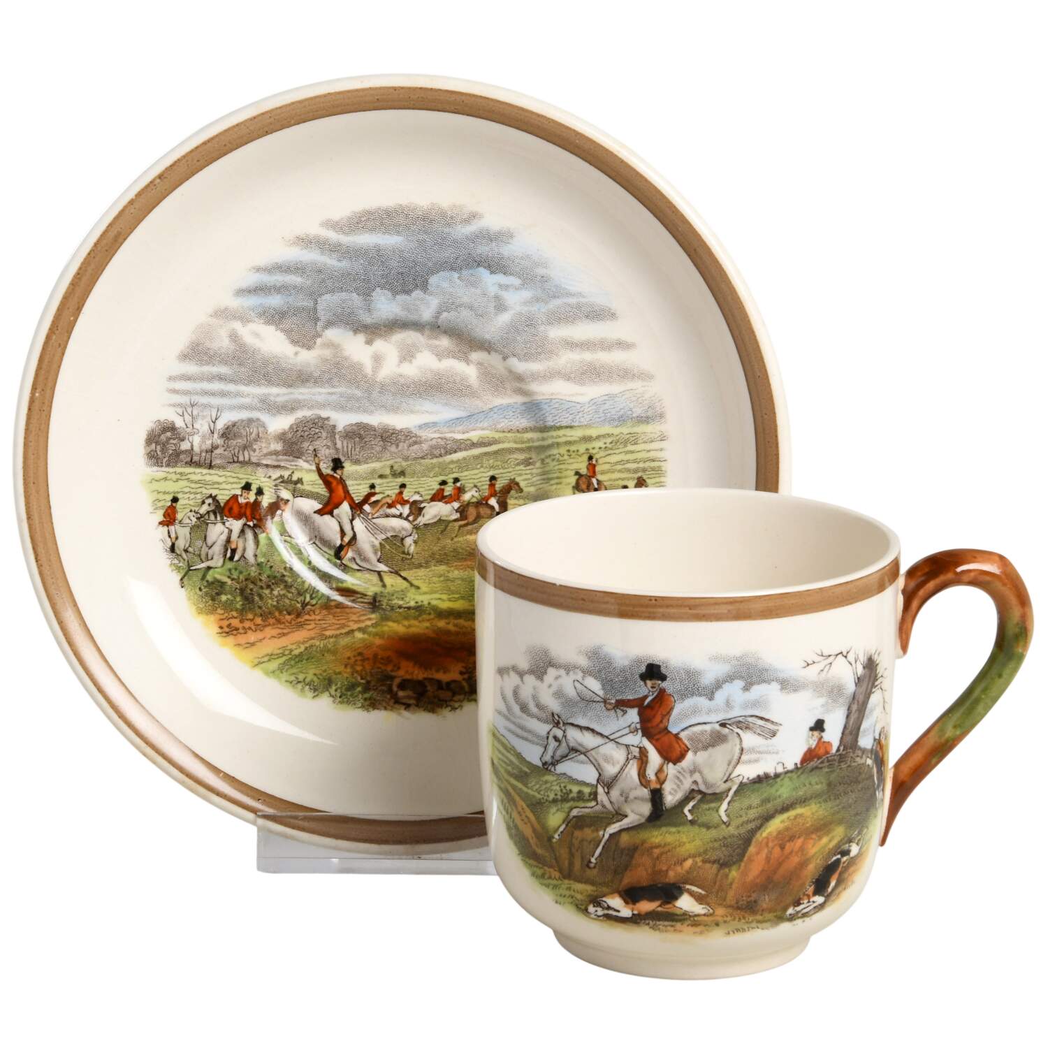 Herring Hunt Flat Cup & Saucer Set by Spode-1
