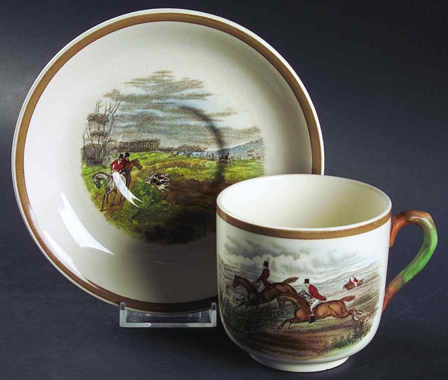 Herring Hunt Flat Cup & Saucer Set by Spode-1