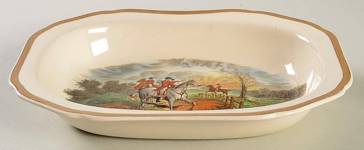 Herring Hunt 9" Oval Vegetable Bowl by Spode-1