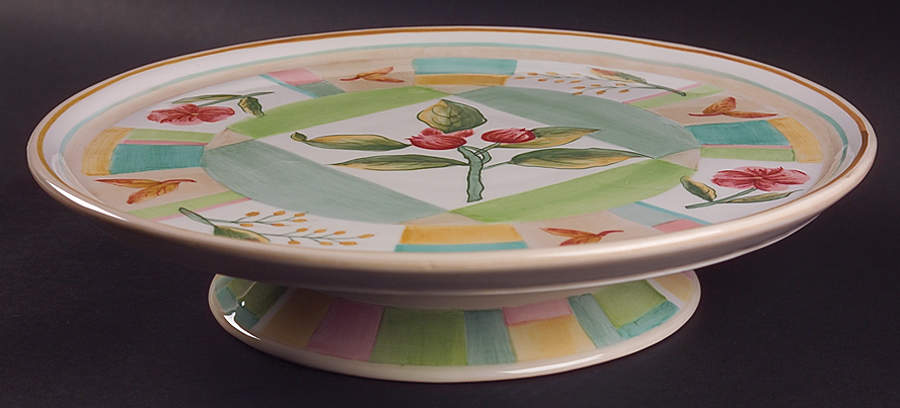 Garden Cafe 12" Diameter Pedestal Cake Stand by Sango-1