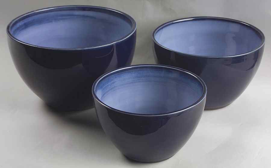 Nova Blue (3 Piece) Mixing Bowl Set (9", 8", 7") by Sango-1
