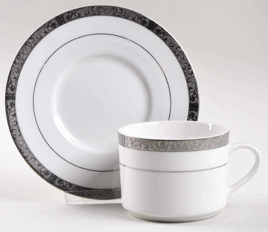 Empress Platinum Flat Cup & Saucer Set by Sango-1